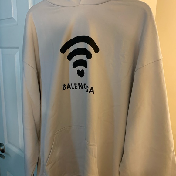 Balenciaga Cream and Black WiFi Graphic Sweater